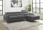 Contemporary Dark Gray Leather-Match Sectional w/ Right Chaise