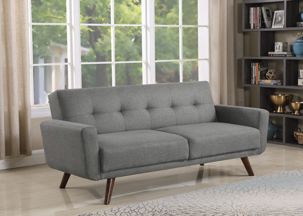 Gray Mid-Century Modern Sofa Futon