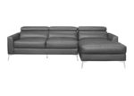 Contemporary Dark Gray Leather-Match Sectional w/ Right Chaise