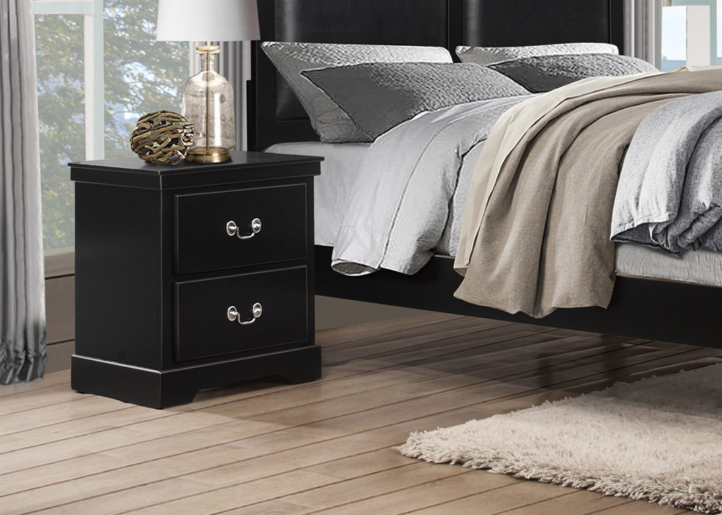 Simple Transitional Style Nightstand - Black