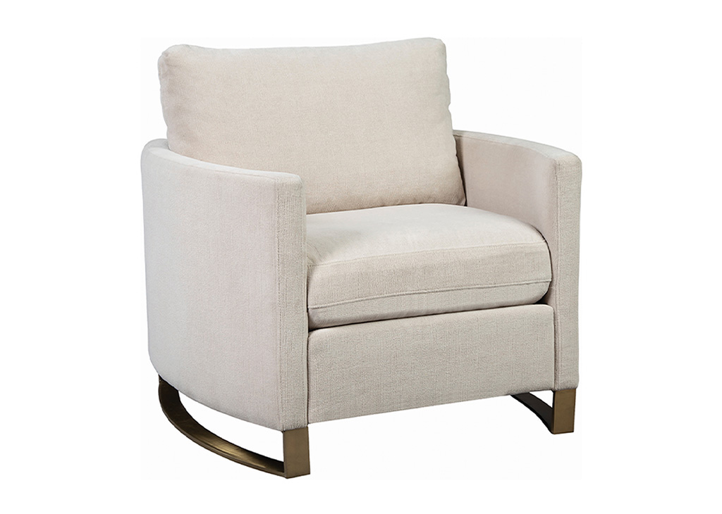 Arched Beige & Rose Brass Accent Chair