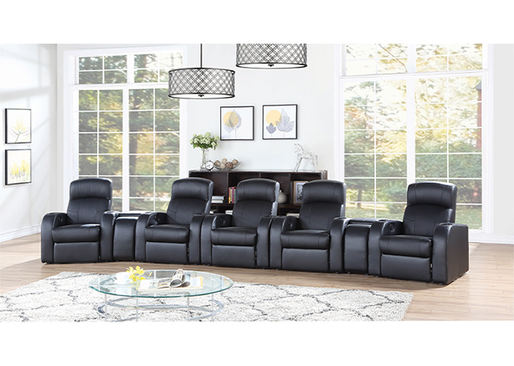 Black Modern Theater-Style Recliner