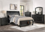 Classic Transitional Black Sleigh Queen 5 PC Bedroom Set