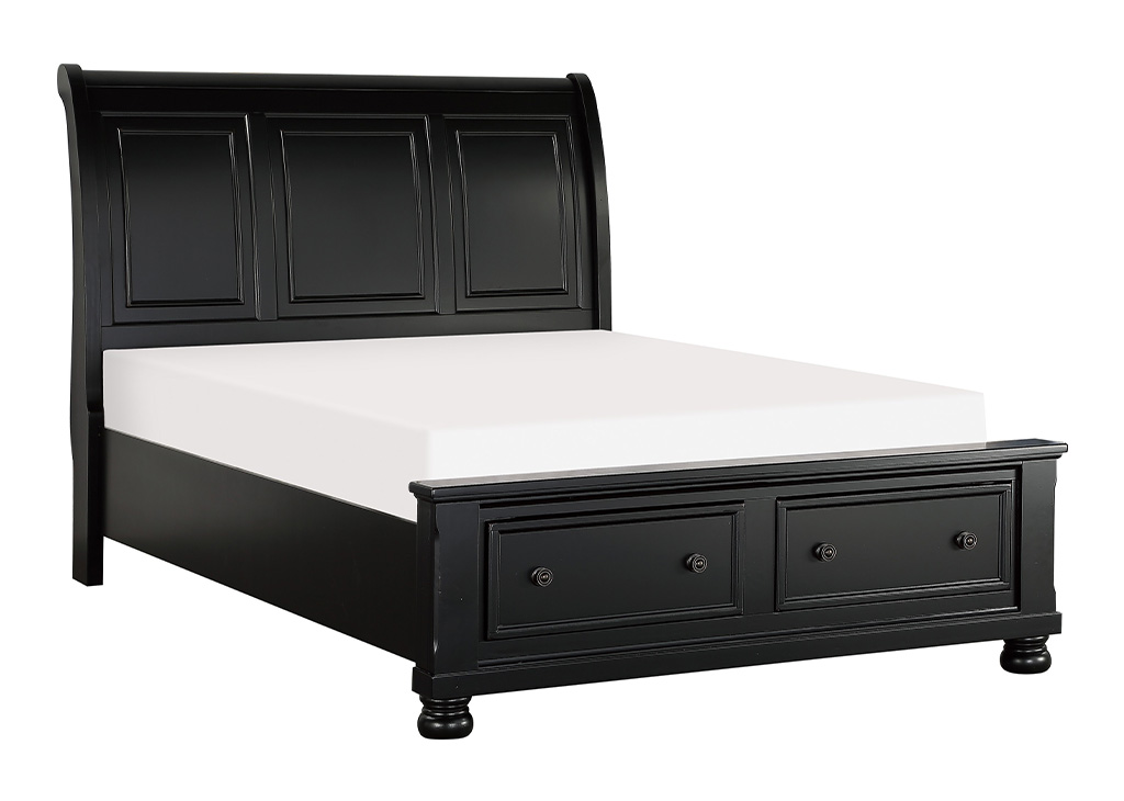 Classic Transitional Black Sleigh Queen 5 PC Bedroom Set