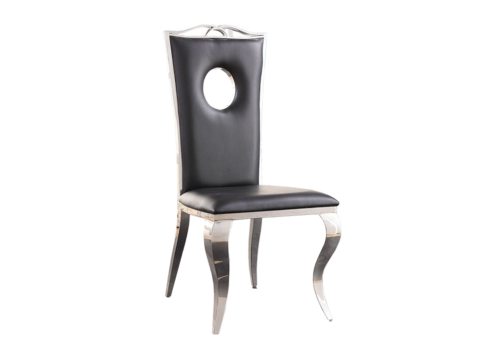 Circular Glam Black & Chrome Dining Chair Set
