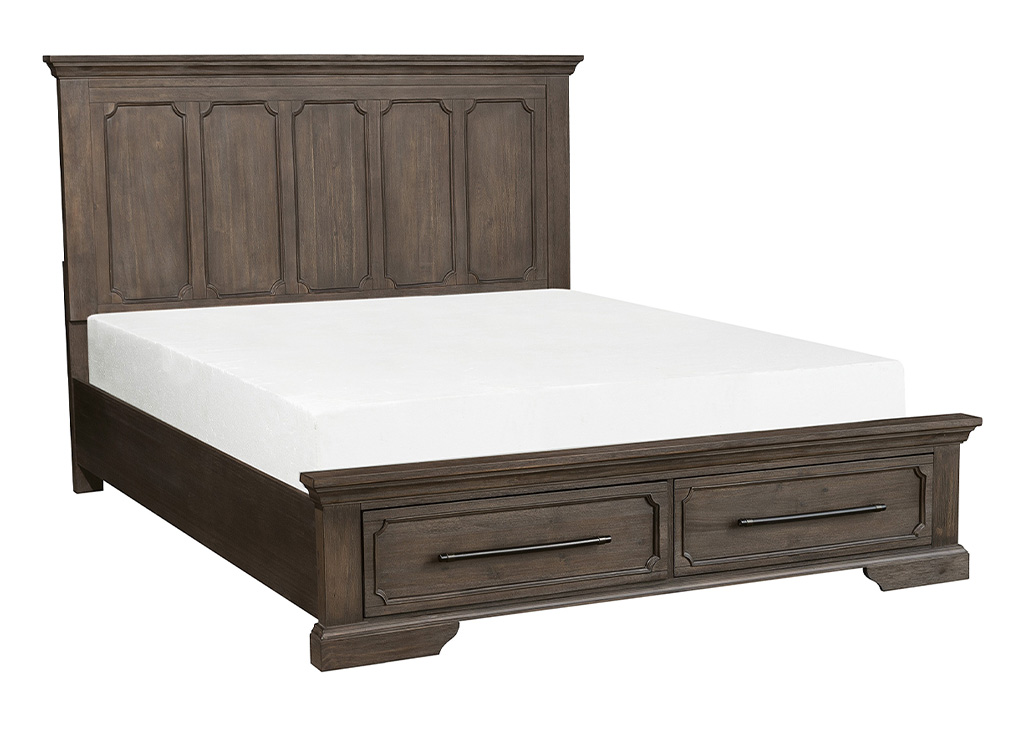 Classic Rustic Brown Queen Bed Frame