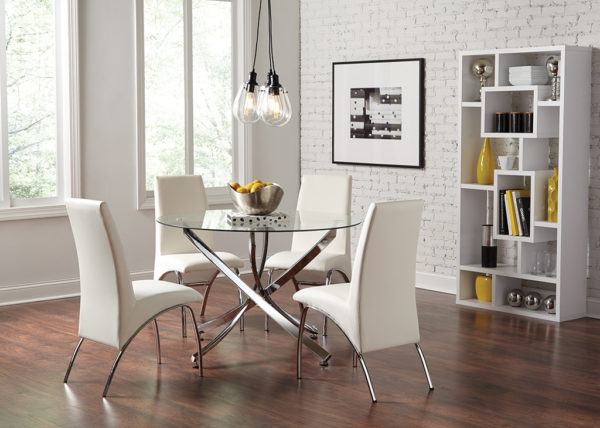 Contemporary Clear & Chrome Round Dining Table
