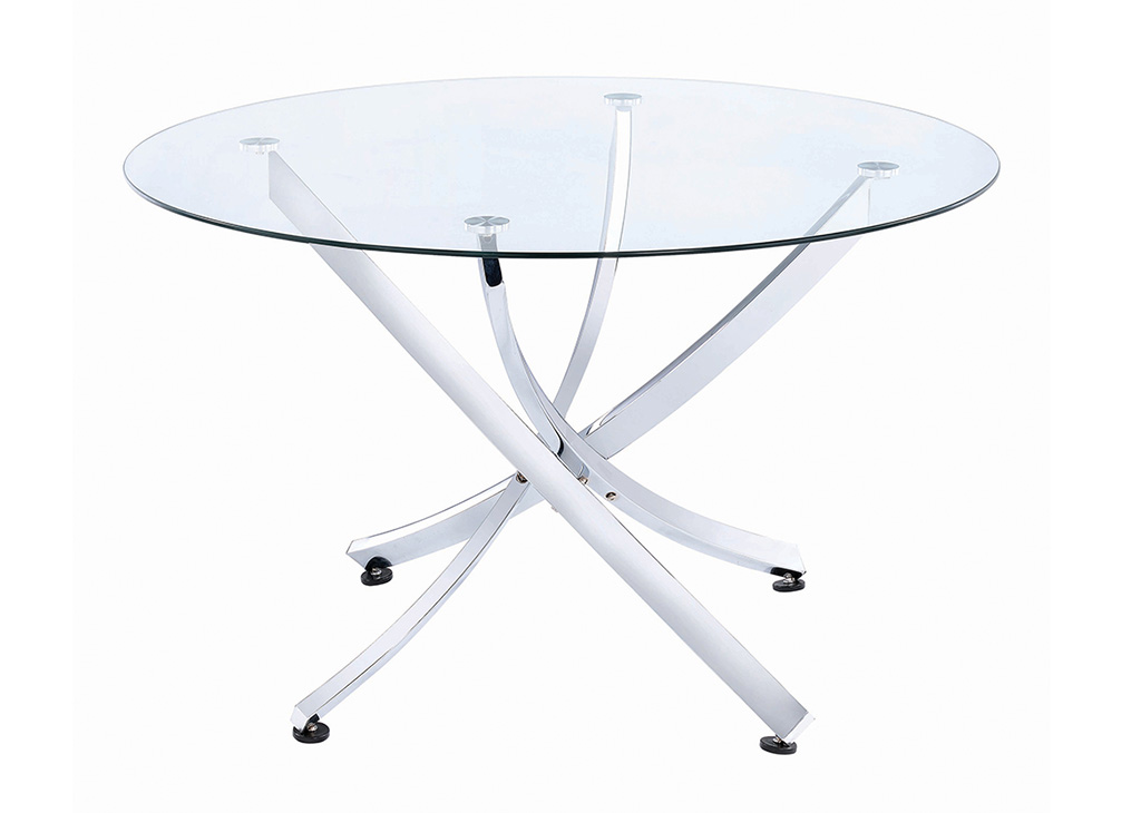 Contemporary Clear & Chrome Round Dining Table