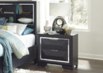 Contemporary Dark Blue & Chrome Nightstand