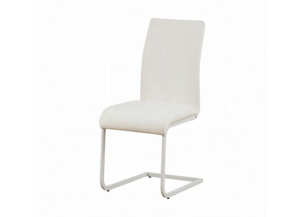 Contemporary Faux Leather Side Chair Dining Set - White