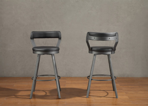 Contemporary Faux Leather Swivel Bar Stool - Black
