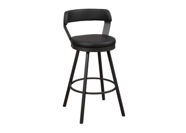 Contemporary Faux Leather Swivel Bar Stool - Black