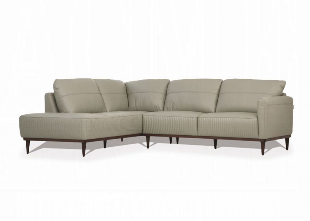 Contemporary Genuine Italian Leather L-Shaped Sectional - Light Green