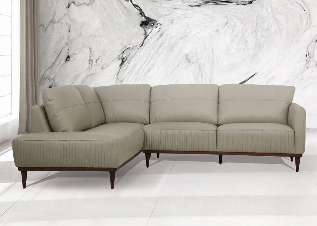 Contemporary Genuine Italian Leather Sectional - Light Green