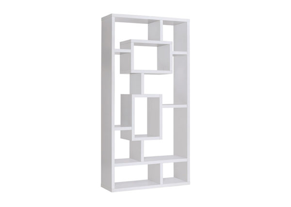 Contemporary Geometric White Finish Bookcase