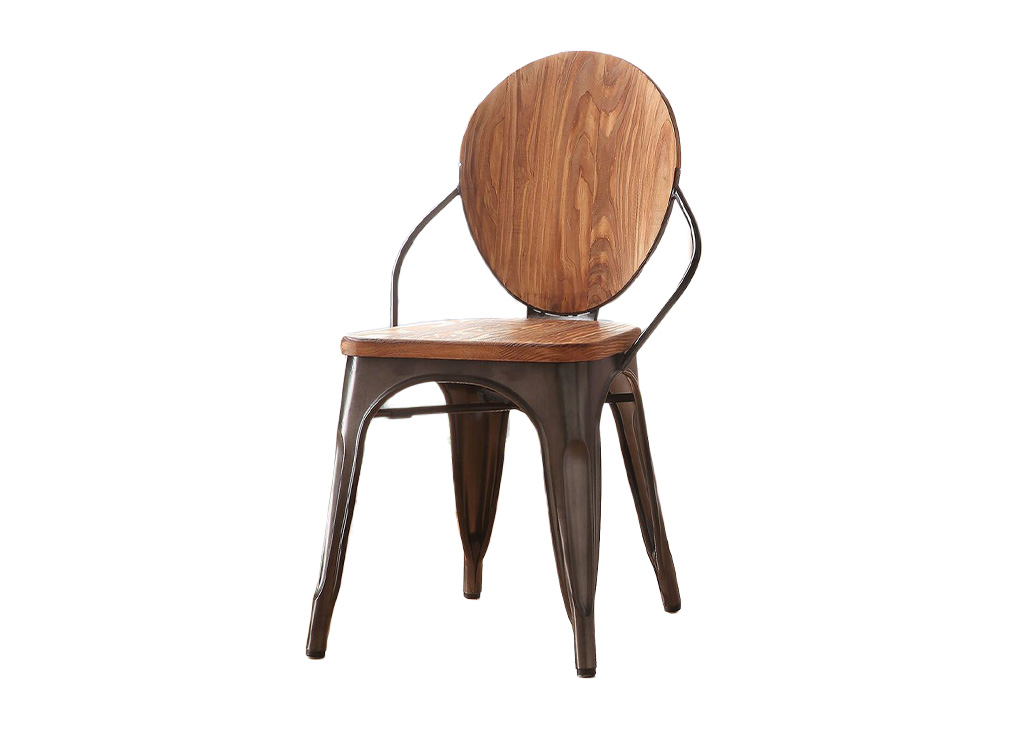 Contemporary Natural Wood & Metal Dining Chair Set - Dark Gray Base