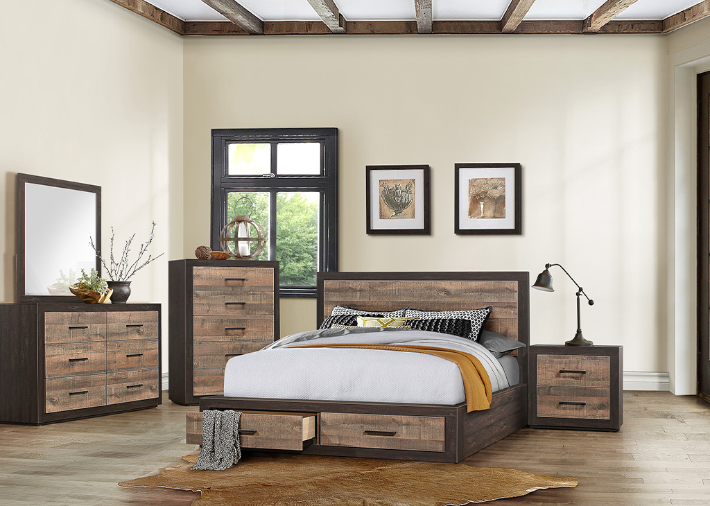 5 Piece Queen Size Bedroom Set, Modern Bedroom Furniture Sets with Queen  Bed Frame, Nightstand, Chest, Dresser and Mirror