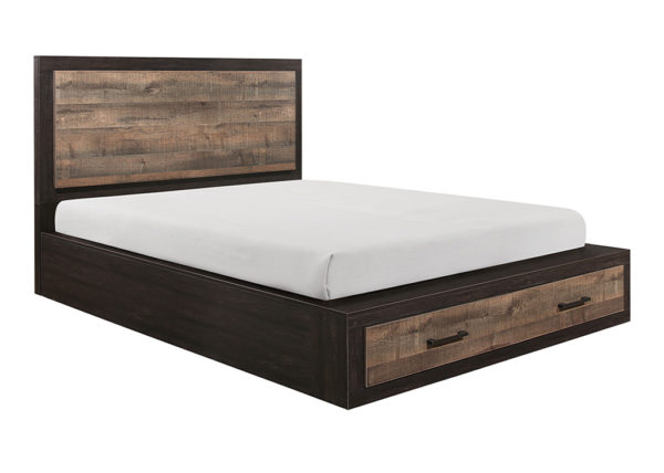 Contemporary Two-Toned Rustic Queen Bed Framev