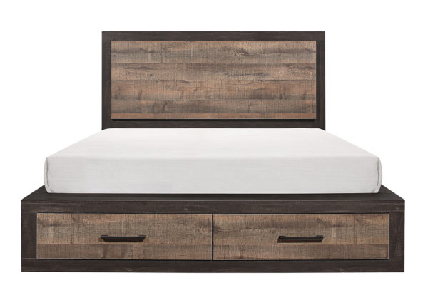 Contemporary Two-Toned Rustic Queen Bed Frame