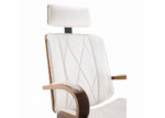Contemporary White Faux Leather & Walnut Finish Office Chair