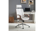 Contemporary White Faux Leather & Walnut Finish Office Chair