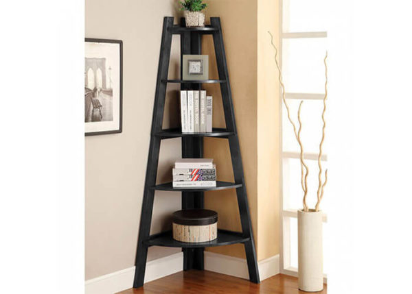 Five-Tier Corner Ladder Shelf in Black