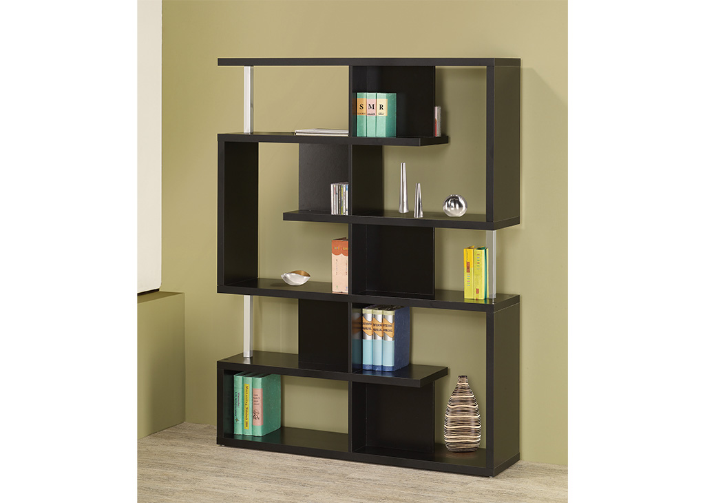 Geometric 5-Tier Bookcase - Black