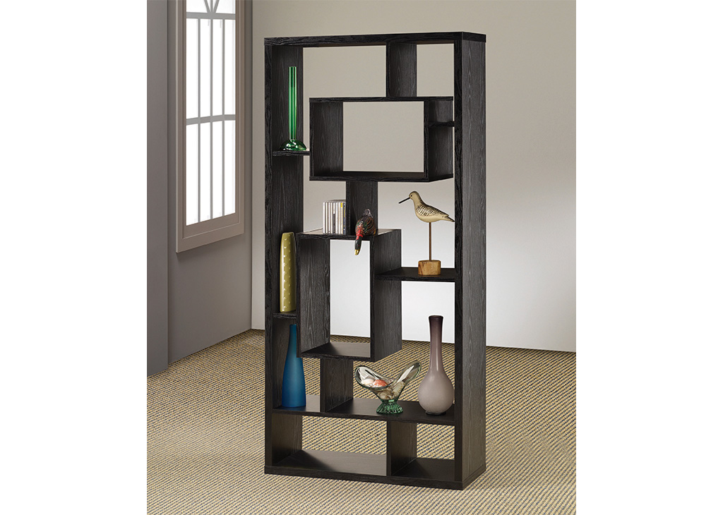 Geometric Black Oak Bookcase