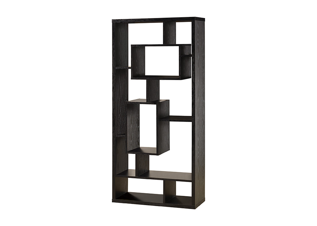 Geometric Black Oak Bookcase