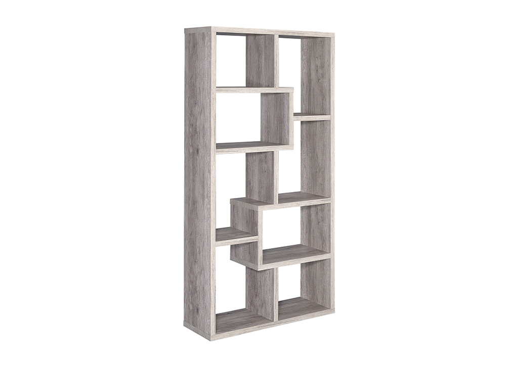 Geometric Gray Driftwood Bookcase