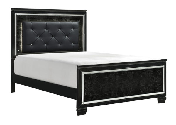 Glam Alligator Embossed Queen Bed Frame - Black