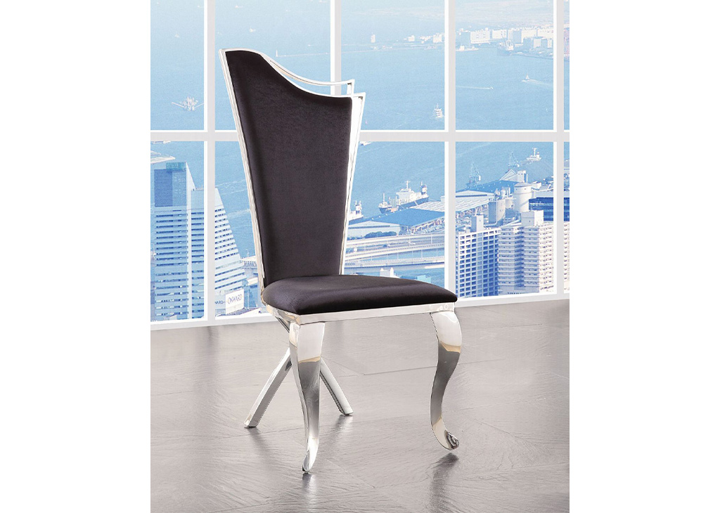 Glam Black & Chrome Dining Chair Set