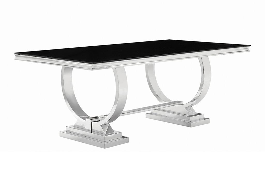 Glam Chrome & Black Dining Table