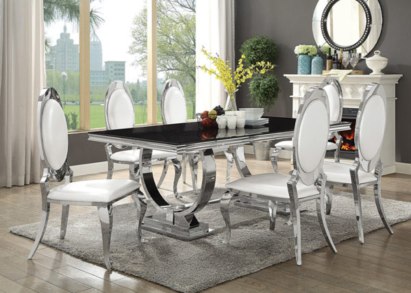 Glam Chrome & Black Dining Table