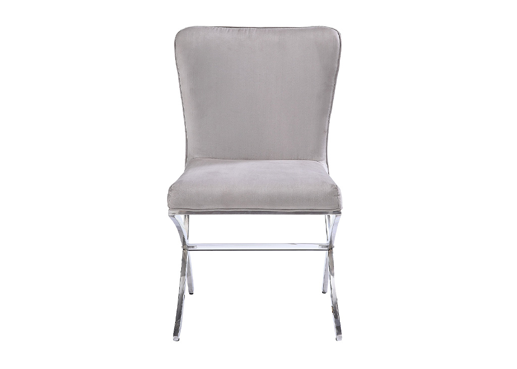 Glam Cream Velvet & Chrome Dining Chair Set