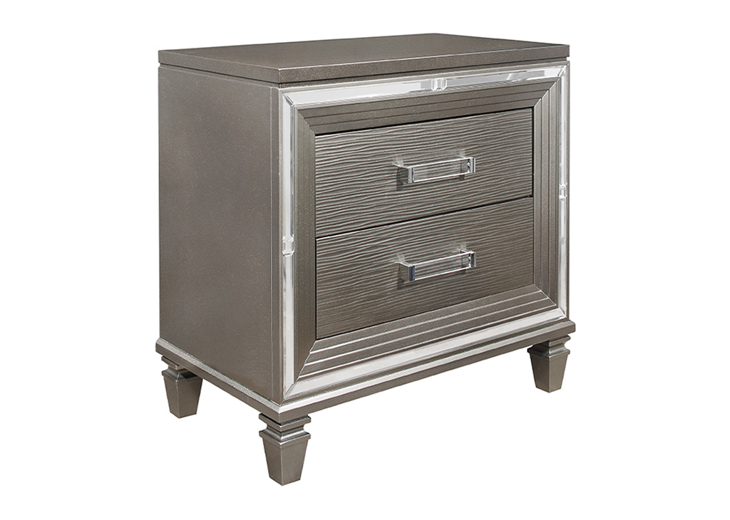 Glam Embossed Nightstand - Silver