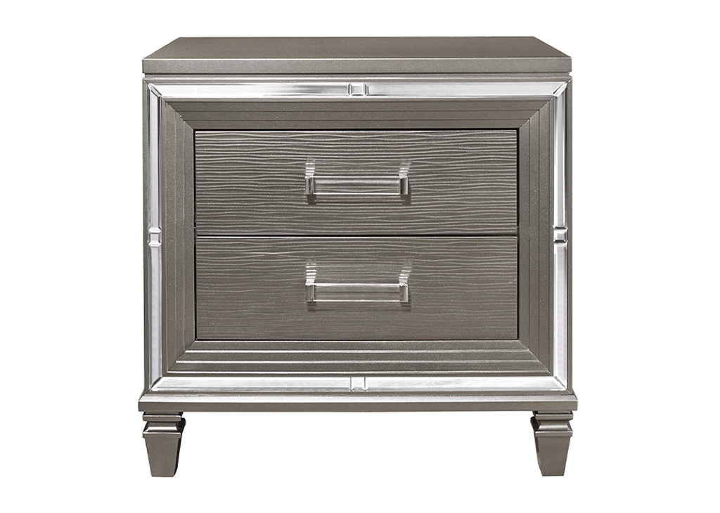 Glam Embossed Nightstand - Silver