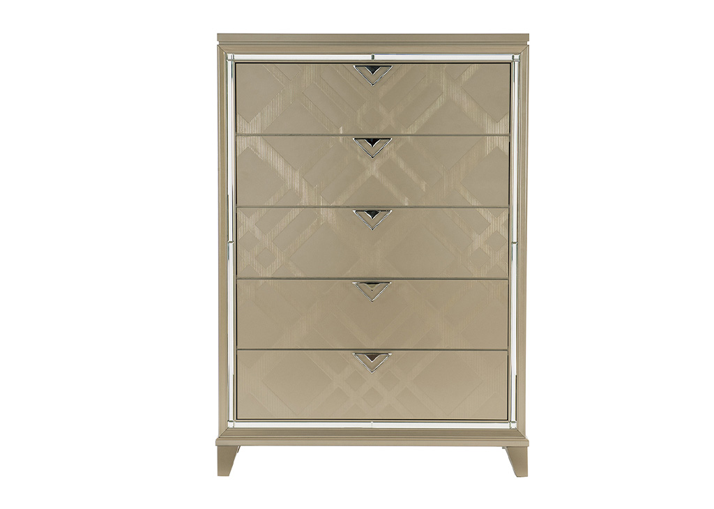 Glam Geometric Champagne Chest of Drawers