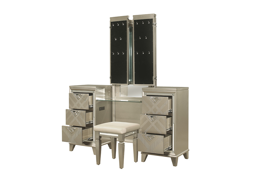 Glam Geometric Champagne Vanity