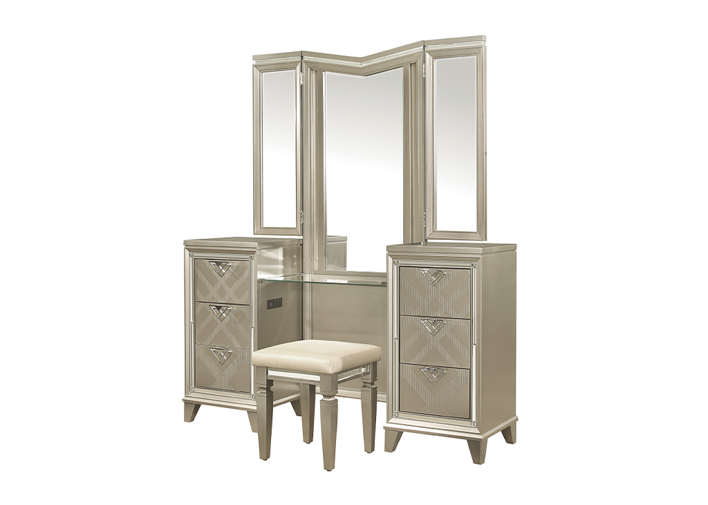 Glam Geometric Champagne Vanity