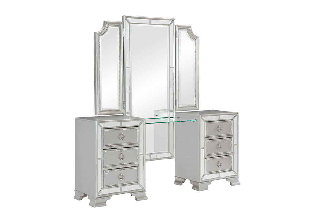 Glam Mirrored Framed Vanity