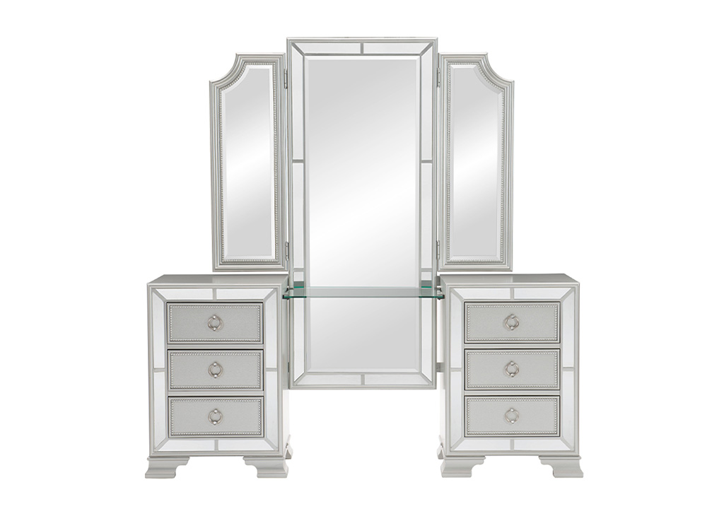 Glam Mirrored Framed Vanity