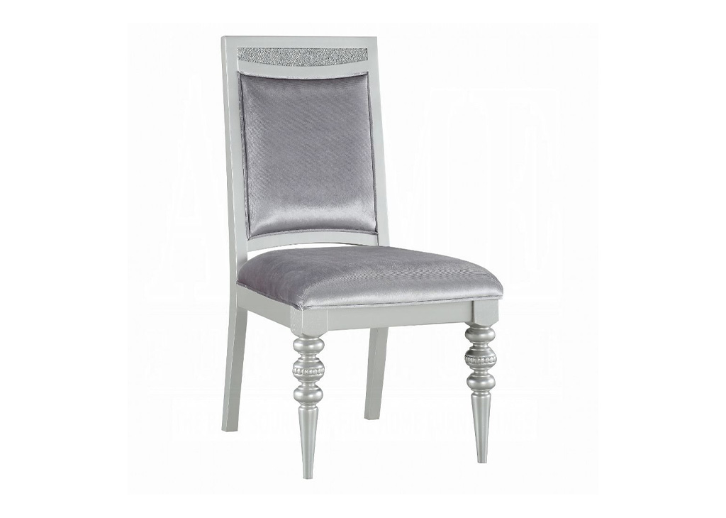 Glam Silver & Faux Crystal Dining Chair Set
