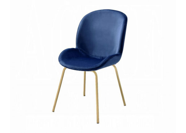 Glam Velvet & Gold Dining Chair Set - Blue