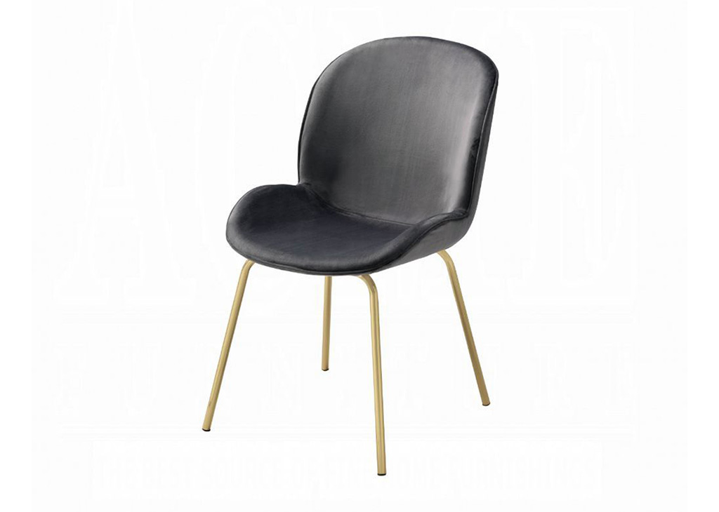 Glam Velvet & Gold Dining Chair Set - Gray