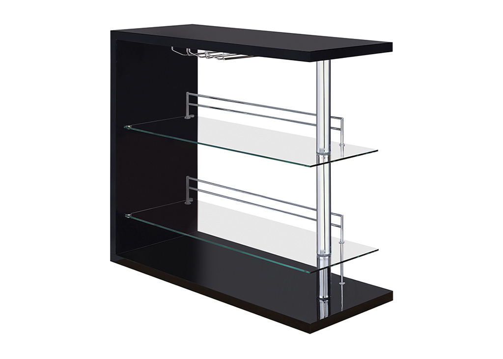 Glossy 2-Shelf Bar Unit - Black