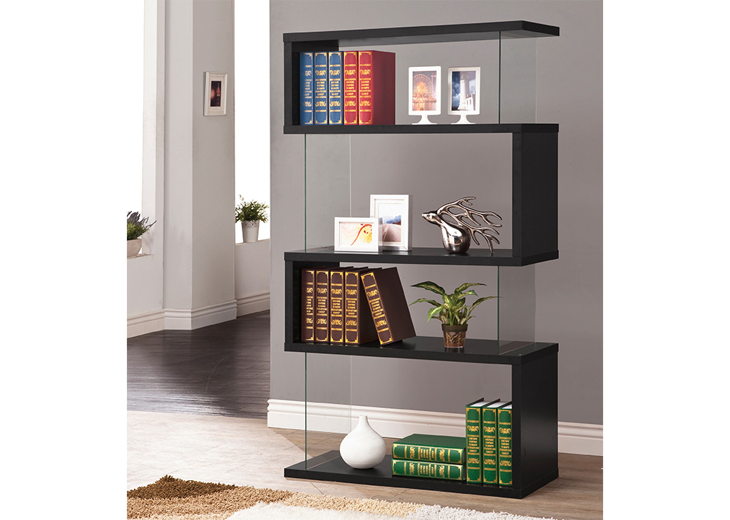 Glossy Zig-Zag Bookcase - Black