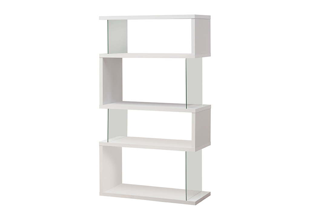 Glossy Zig-Zag Bookcase - White