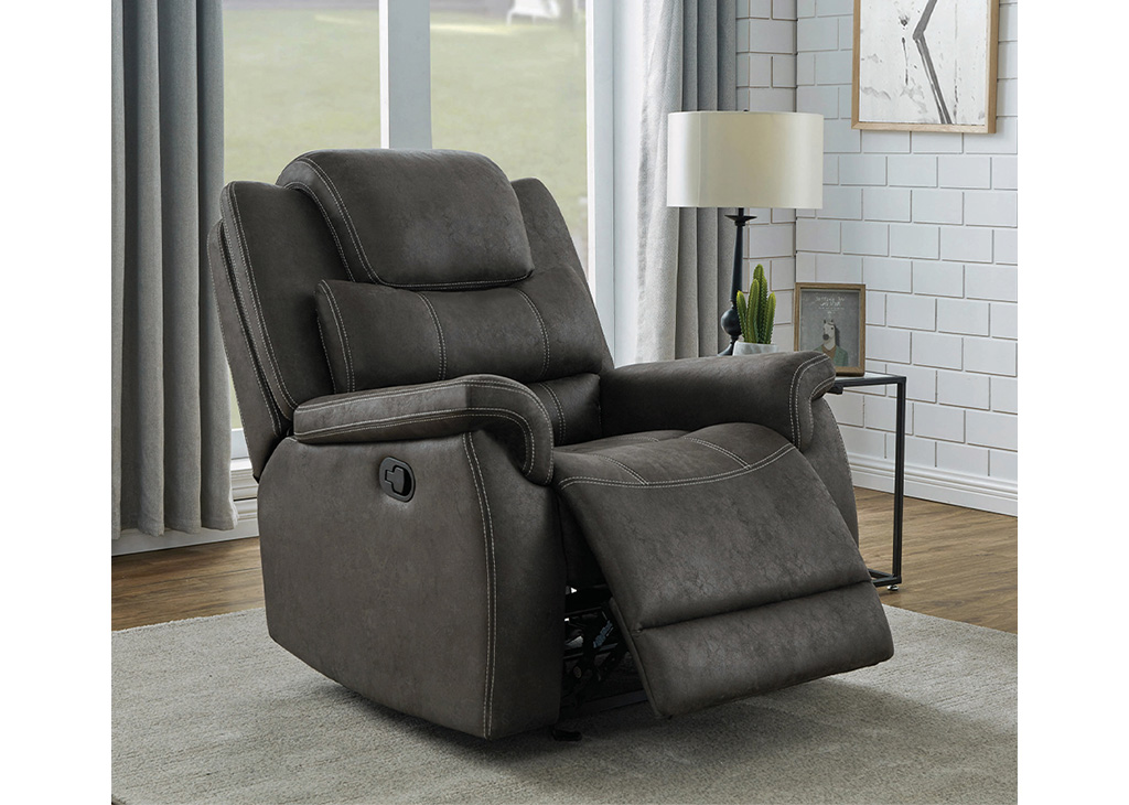 Gray Faux Suede Glider Recliner
