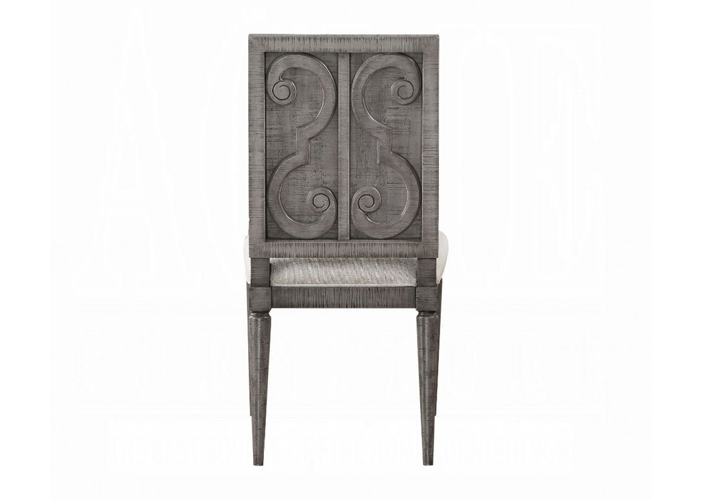 Gray Transitional Carved Dining Chair Set